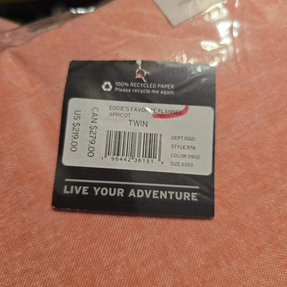 Eddie Bauer Flannel Duvet Cover Twin Apricot Eddie's Favorite 100% Cotton Cabin